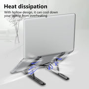 Tonmom Laptop Stand for Desk, Adjustable Laptop Riser-Black | ABS+Silicone Foldable Lap Desk Portable Computer Holder, Ventilated Cooling Notebook Stand for 10-15.6” Laptops,Tablets