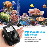 CWKJ 400GPH Submersible Fountain Water Pump for Pond Aquarium Hydroponics | 25W ,1500L/H , Ultra Quiet Water Pump with 6.56ft High Lift, 6.5ft Power Cord, 3 Nozzles for Pool, Water feature