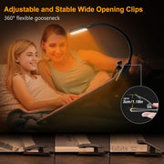 Gritin 16 LED Reading Light, Book Light - Eye Caring 3 Color Temperatures | Stepless Dimming Brightness, Power Indicator, Long-Lasting Rechargeable, Lightweight Flexible Clip on Lamp for Book Lovers