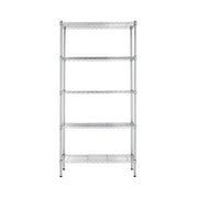 Amazon Basics 5-Shelf Adjustable Heavy Duty Steel Wire Rack, Space Saving Storage Shelving Organizer for Kitchen, Garage, No-Tool Assembly, 350 lbs Weight Capacity, 36" x 14" x 72", Chrome