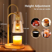 Candle Warmer Lamp with Timer - Electric Wax Melter Flameless Burner Heater | Adjustable Height and Brightness Jar Candles Suitable Various Holiday Warming Gifts for Women with 2 Bulbs
