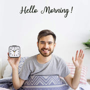 Azyh Analog Alarm Clock, Silent No Ticking Alarm Clock with Light, Snooze, Battery Operated, Loud Alarm, Luminous, Portable Clock, Quiet Small Travel Clock for Deep Sleeper