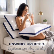 Utopia Bedding Pillows 2 Pack, Queen Bed Pillows, Brushed Fabric, Navy | 45x66 cm Queen Bed Pillows Soft Brushed Fabric Plush Hollow Fiber Filling Breathable Construction Comfortable Sleep Support
