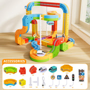 88 pcs KlickRail Electric Train Set Race Track for 3 4 5 6 7 8 Years Old | Building Toy Train Track Gravity-Defying 3D Embedded Layouts & Motorized Car, STEM Gift(Deluxe Set(88 piece)