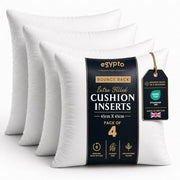 EGYPTO Pack of 4 Cushion Inserts 45cm x 45cm | Plump Bounce Back 18 x 18 Cushion Insert Pads | Hypoallergenic Sofa & Throw Pillows Inner | Made in UK