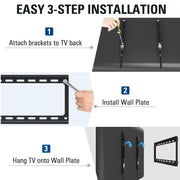 Mounting Dream Fixed TV Wall Bracket for 26-60" TV Max VESA 400x400mm 45kg | Ultra Slim TV Bracket, 28mm Low Profile TV Wall Mount, Fischer Wall Plugs Included
