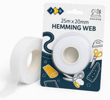 JKG® 25 meters IRON ON HEMMING WEB TAPE - EXTRA STRONG - Perfect for Ironing, Bonding, Patching clothing, Fabric fusing - School badges, trousers etc - NO SEWING REQUIRED (25m x 2cm)