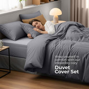 Utopia Bedding Double Duvet Cover Set with 2 Pillowcases 50x75 cm, Grey | Microfiber Bedding Quilt Cover Set with Pillowcases, Oeko-TEX Certified,Soft Breathable Comfort - Ideal for Home and Hotels