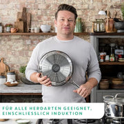 Tefal Jamie Oliver Cook's Direct On Bratpfanne 28 cm, Thermo-Signal | Stainless steel pan induction, titanium non-stick coating, oven-safe, stainless steel, riveted handle, E3040644