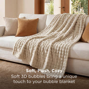 Bedsure Bubble Fleece Throw Blanket - Lightweight, Warm, Beige, 150x200cm | Cloud Bubble, Softness, Breathable and Gentle, Cosy for Autumn and Winter，Lightweight, Warm, Thoughtful Gift
