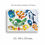 Cartoon Fish Vinyl Stickers, Cover Marks, Tropical Bathroom Wall Decals | Opaque Finish, No White Edges, Waterproof, Colourful Design for Home, Child Friendly, Walls, Cars, Kids Toybox, Nursery