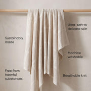 Bloomsbury Mill - Cellular Blankets Baby - 100% Organic Cotton - 2 Pack - Oat - Beige - Newborn Essentials - Soft Breathable Baby Blankets for Pram, Cot, Moses Basket - 75x95cm