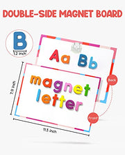 Gamenote Magnetic Alphabet Letters Kit, 238 Pcs with Magnet Board | Full-cover foam magnets, Double-sided dry erase board, Organized storage, Upper and lower letters for phonics & CVC practice