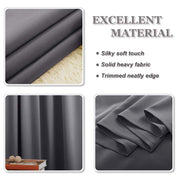 PONY DANCE Thermal Blackout Door Curtain, Grey, W52 x L84 Inch, 1 Panel | Soft Eyelet Long Single Curtain & Drape for Privacy & Noise Reduction in Living Room, Bedroom & Patio Door, 84 Inch Drop