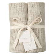 Bloomsbury Mill - Cellular Blankets Baby - 100% Organic Cotton - 2 Pack - Oat - Beige - Newborn Essentials - Soft Breathable Baby Blankets for Pram, Cot, Moses Basket - 75x95cm