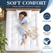 10cm Thick King Size Mattress Toppers - 1100GSM Hollowfibre (150X200cm) | Mattress Topper Kingsize Bed, Quilted Microfibre-Breathable, Hypoallergenic, Noiseless, Elastic Corner Straps
