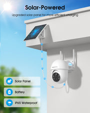 ARCCTV Solar Security Cameras Wireless Outdoor, 2 Pack | 4MP 2.5K HD, 360° View, 2.4G/5G Dual Band WiFi, Battery Powered, Night Vision with Spotlight, 2-Way Audio, PIR Motion Sensor