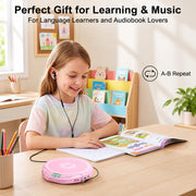Gueray CD Player Portable with Earphones, CD Discman AUX Cable for Car Home | Personal Discman CD player,PROG memory, CD-R/RW MP3/WMA, Anti-skip shockproof protection, A-B repeat,LCD display