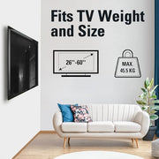 Mounting Dream Fixed TV Wall Bracket for 26-60" TV Max VESA 400x400mm 45kg | Ultra Slim TV Bracket, 28mm Low Profile TV Wall Mount, Fischer Wall Plugs Included
