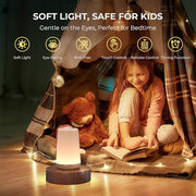 UPXNBOR Night Light, LED Touch Bedside Lamp for Bedroom, Living Room & Kids | Table Lamp with Remote Control, Dimmable Light, 13 RGB Colours and 5 Brightness Levels, Timer, Hook, USB Rechargeable,1 Pack