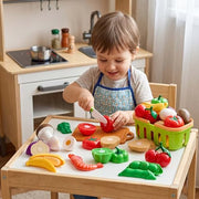 Cutting Play Food Toys, 25 Pieces Pretend Play Kitchen Accessories, Fake Fruits/Vegetables Set with Shopping Storage Basket, Birthday Gift, Educational Toy for Toddler Children