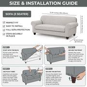 Hafaa High Stretch Sofa Cover 3 Seater Jacquard Spandex Non Slip Grey Sofa Slipcovers Elastic Fit Couch Covers for Living Room Soft Washable Furniture Protector for Pets/Kids/Dogs