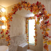 CQURE 2 Pack Artificial Autumn Fall Maple Leaf Garland, 5.9Ft/Piece Fall Leaves Hanging Vine Artificial Autumn Foliage Garland Thanksgiving Decor for Home Wedding Fireplace Party Christmas