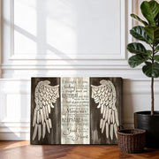 Qiukoo Canvas Wall Art Framed – Blue Butterfly Quote Artwork, Rustic Wood Background Wall Decor for Bedroom, Living Room, Hallway or Entryway Home Decoration, with Hooks and Nails, 12x16 Inch