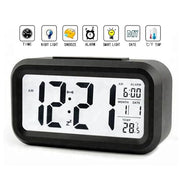 DTL Digital Alarm Clock LED Display with Temperature Big LCD Digit Display Larger LCD Backlit Display Snooze Smart Brightness Sensor for Bedroom Home Office and Travel