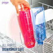 Pogo BPA-Free Tritan Plastic Water Bottle with Chug Lid, 32 Oz, Grey | Leakproof water bottle with chug lid and carry handle. BPA-free, great for travel, school, outdoors, and gym.