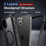 jaroco Magnetic for iPhone 14 Case Heavy Duty Protection Black | Compatible with MagSafe,Military Grade Drop Protection,Translucent Matte,Non-Slip,Shockproof 2-Layer Durable Bumper Case