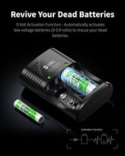 EBL Rechargeable AAA Batteries with Charger with AC Plug for AA/AAA/9V | Mercury-Free, 1200 Cycles, Charger with AC plug, 8 AAA batteries. Also charges 9V. Ideal for remotes, toys, flashlights