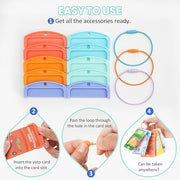 10 Pcs Reusable Plastic Card Holders for Yoto Cards with 3 Ring Loops, Portable Card Holder for Yoto Mini Player Audio Cards, Kids Travel Carrier, Yoto Accessory Organizer Storage Set