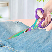 Asdirne Fabric Scissors, Dressmaking Scissors with Heavy Duty Titanium Plated Stainless Steel, Tailor Scissors for Cutting Fabrics and Leather, Purple, 10 Inch