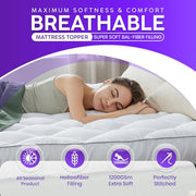 Linens World Mattress Topper 4FT Small Double Bed 10cm Thick (122x190cm) | Quilted Super Soft Microfiber Topper 1200GSM Hollow Fibre Fill, Washable with Strong Elastic Corner Straps for Extra Comfort