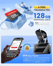 Terunsoul 4K+4K Dash Cam, Free 128GB Card, 5.8GHz WiFi6 - up to 20MB/s | AProX HD Night Vision Dash Cam Front and Rear, App, GPS, G-Sensor, 24H Parking Mode, Support 512GB Max, Premium Dark Gray