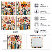 Glyzaen Neutral Olive Tree Framed Canvas Wall Art Set of 4, 30 x 30 cm | Mediterranean Vase Canvas Prints, Beige Botanical Wall Art for Living Room and Bedroom, with Hooks and Hook-and-Loop Strips