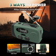 WVL 7400mWh Emergency Weather Radio, Portable Solar Hand Crank Radio AM/FM/NOAA, with 3 Mode Flashlight & Reading Lamp, Cell Phone Charger and SOS Siren(Navy Green)