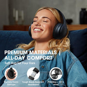 DOQAUS Bluetooth Headphones Over Ear Wireless, 90H Playtime, APP Control | 9 EQ Mode, Headphones Wireless with HiFi Deep Bass, Bluetooth 5.4, Memory Foam Earpad, ENC Mic, for Travel, Phone, PC, Black
