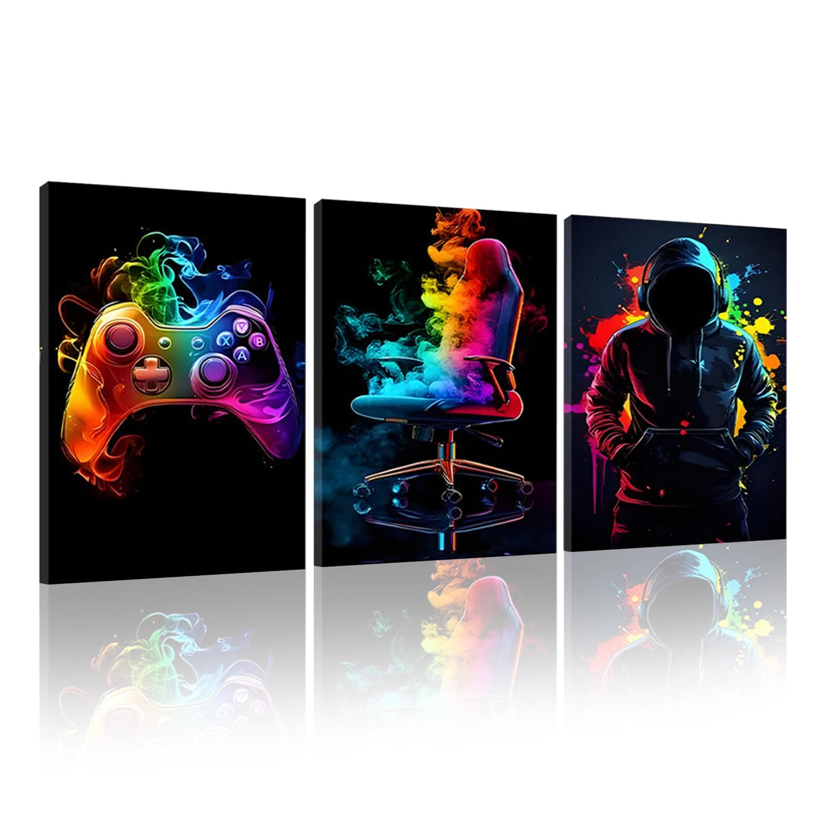 KiKiHong Gaming Framed Wall Art Set of 3,Gaming Wall Decorations | Gamer Framed Canvas for Boys Room,Game Room & Bedroom Decor 12x16 Inch(30x40cm)