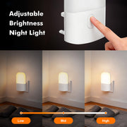 GRIFEMA Plug in Night Light with Dusk to Dawn Photocell Sensor, White | 4 Brightness Levels, Warm White Light for Children's Room, Hallway, Bedroom and Garage