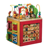 Battat Wooden Activity Cube - 5-Sided Play Center with Bead Maze, Doors | Farm-themed with bead maze, peekaboo doors, spinners, zig-zag race and mix-and-match animals, 1+ Years