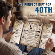 back in 1986 40th Birthday Gifts for Men, Blue Tri-Fold Card Poster | 1986 birthday poster, 40th birthday card for him, self-standing table decoration