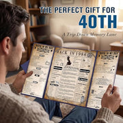 back in 1986 40th Birthday Gifts for Men, Blue Tri-Fold Card Poster | 1986 birthday poster, 40th birthday card for him, self-standing table decoration
