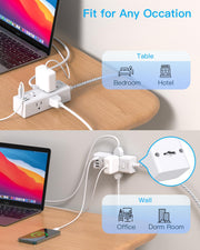One Beat Surge Protector Power Strip, 5 Ft Flat Plug Extension Cord, 900J | 6 Outlets 4 USB Ports(2 USB C), Wall Mount Outlet Extender Small Power Strip for Travel Home Office College Dorm Room Station