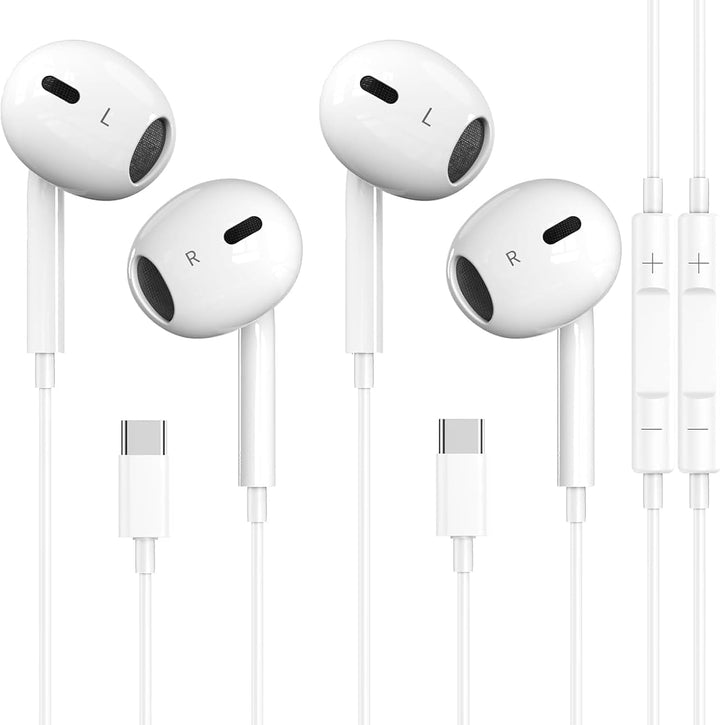 2 Packs USB C Headphones for iPhone 18/17/16/15 Earbuds Type C Earphones | with Mic & Remote Control Noise Cancelling for iPhone 18 17 16 15 Pro Max Plus,iPad,Galaxy S26/S25/Ultra Note 10/20 and More