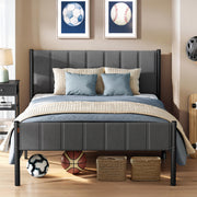 VASAGLE Single Bed Frame, with Upholstered Headboard, 90 x 190 cm | Metal Bed Frame, 250 kg Weight Capacity, Easy Assembly, Slate Grey, DUPON Collection RMB971G02