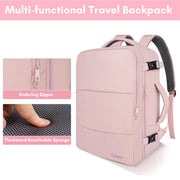 Taygeer Travel Backpack for Women, TSA Carry On Backpack Flight Approved | 15.6inch Laptop Mochila with Water Bottle Pocket & Shoe Pouch, Nurse Bag Casual Daypack for Weekender Business Hiking, Pink