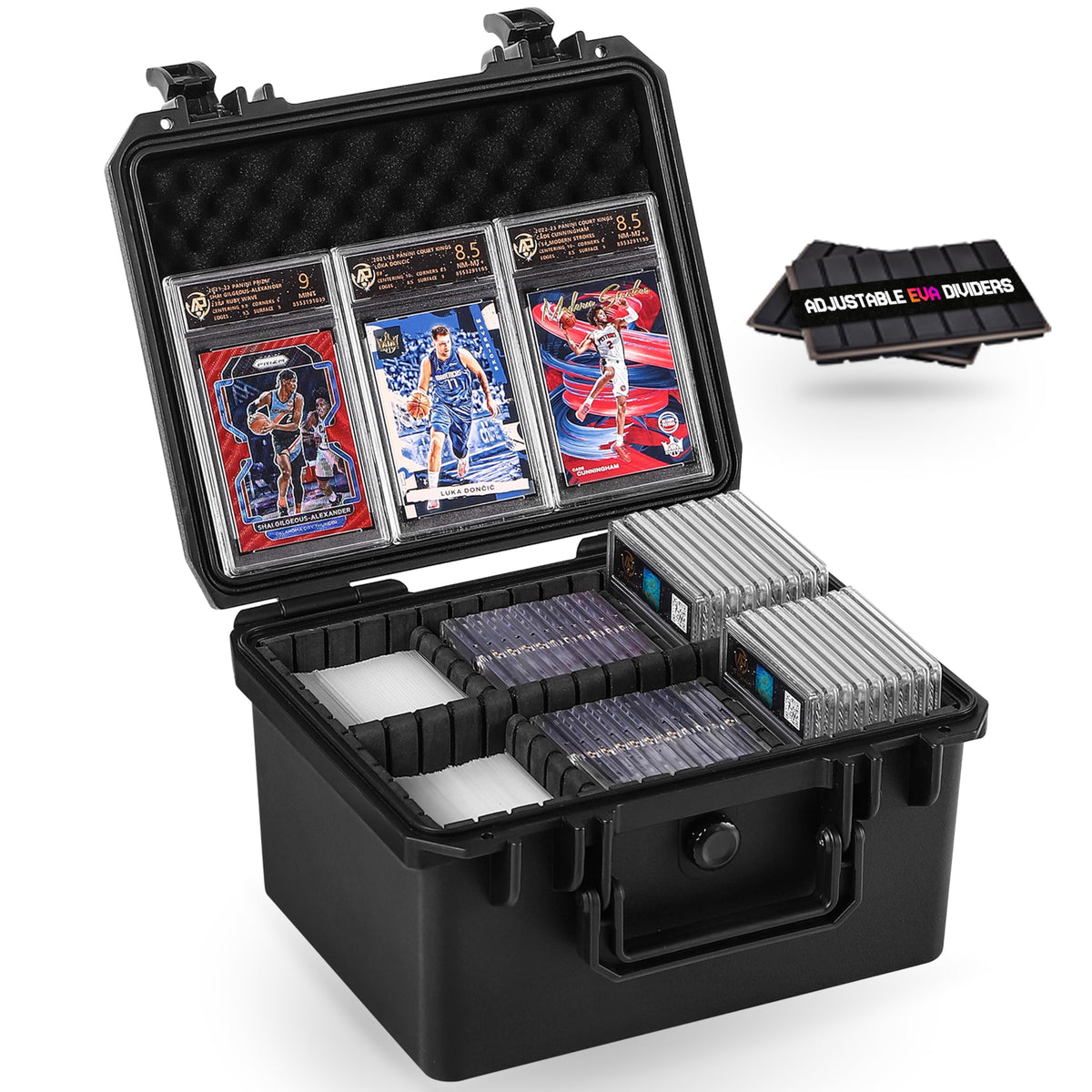 Card Cases for Sport Trading Graded Card Holder IP67 Waterproof Storage Box | Deep Hard Card Organizer for 50+ PSA Magnetic 220+ 3"x4" 35pt Rigid Card Top Loader Magic MTG TCG Zion Baseball Football Card