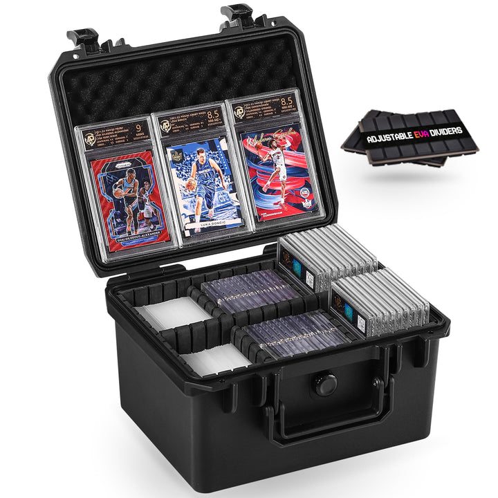 Card Cases for Sport Trading Graded Card Holder IP67 Waterproof Storage Box | Deep Hard Card Organizer for 50+ PSA Magnetic 220+ 3"x4" 35pt Rigid Card Top Loader Magic MTG TCG Zion Baseball Football Card